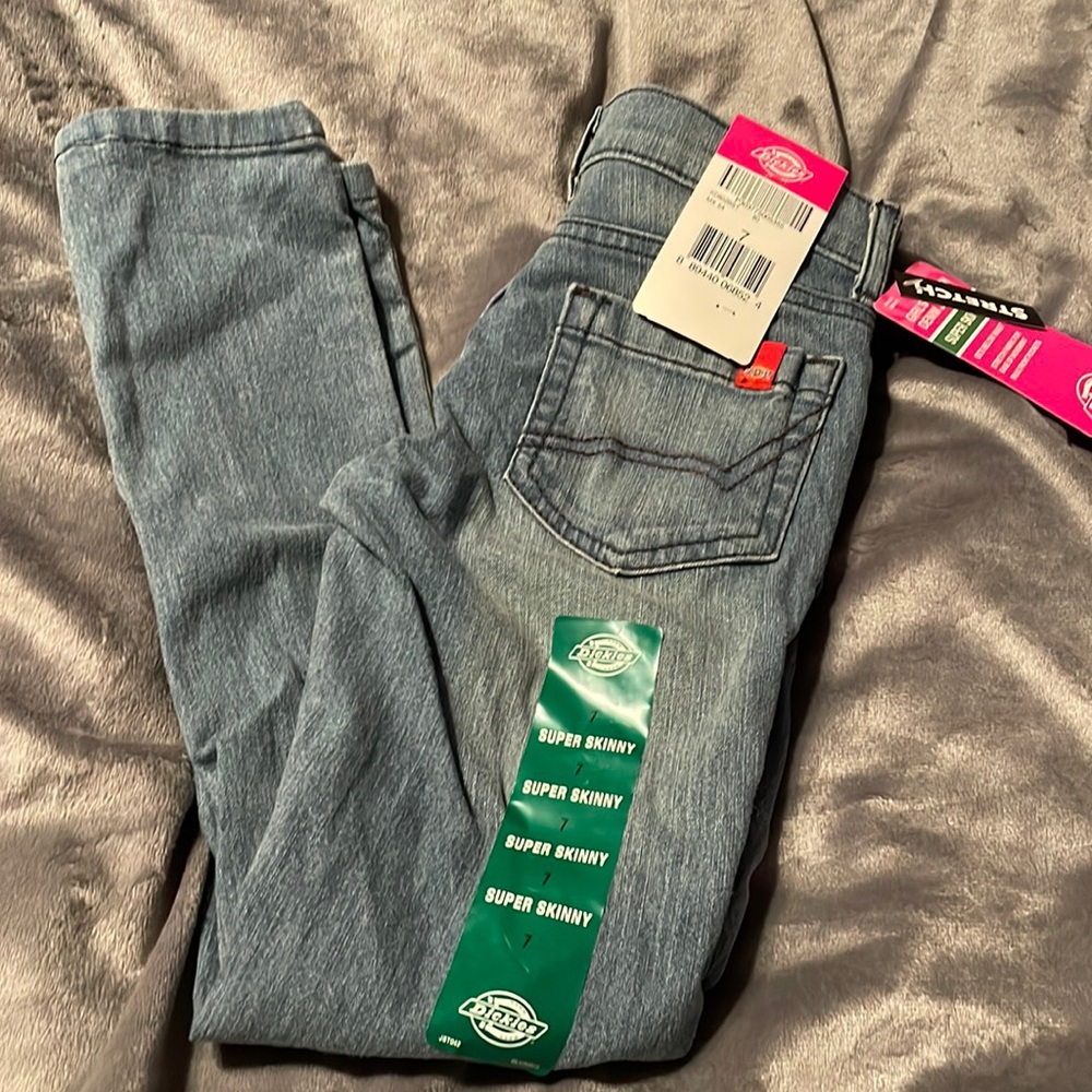 🍰 5/$20 Girls Size 7 Super Skinny Dickies Jeans Light Blue NEW